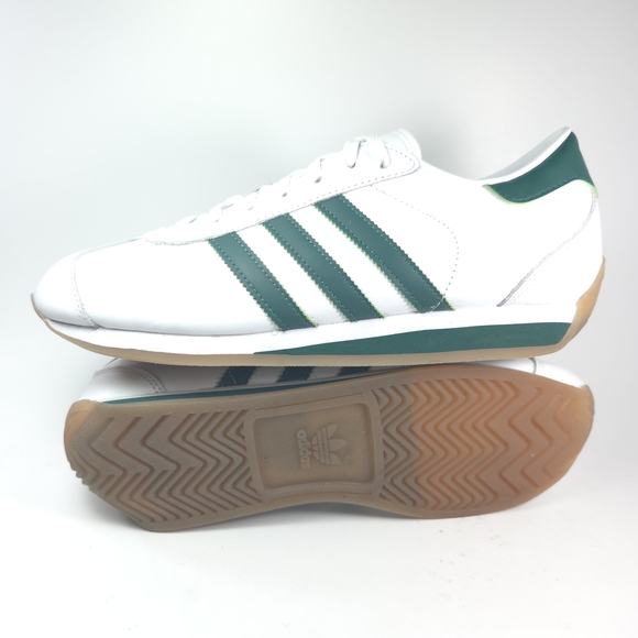 Adidas Country II White & Green Leather Retro Trainers M 9.5 main image 10